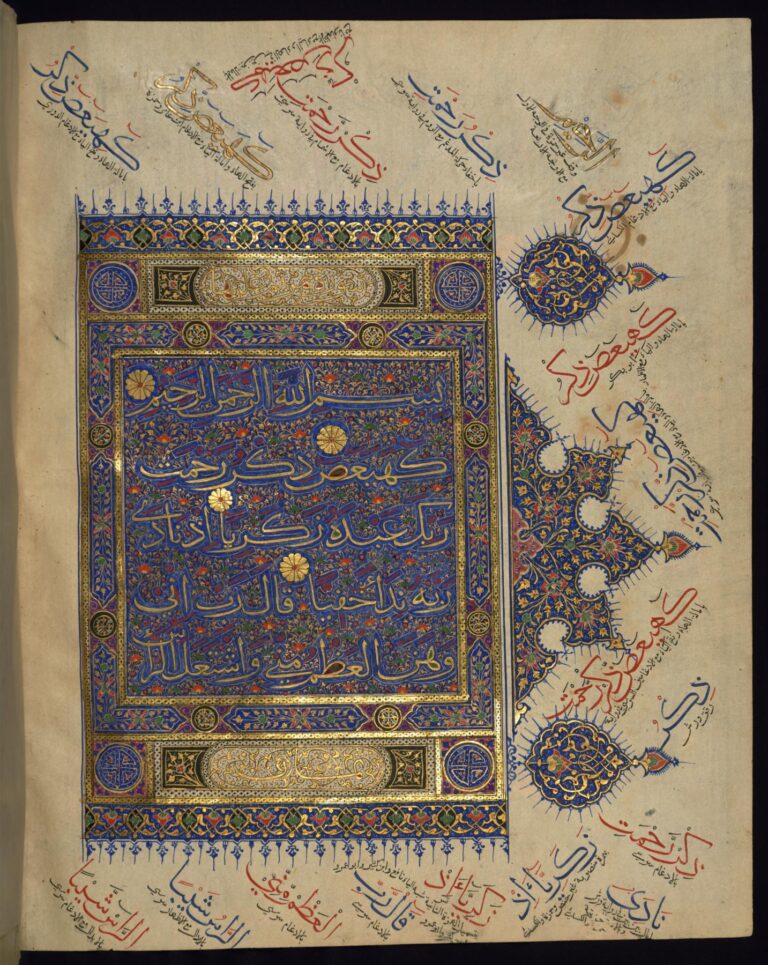 Unknown artist, Chapter 19 of Qur'an (Surat Maryam), 15th century; Ink and pigments on thin laid paper, 15 3/4 x 12 3/16 in.; Walters Art Museum; inv. W.563.274B