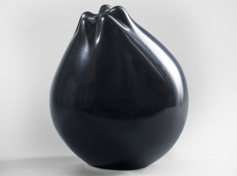 Jami Porter Lara, LDS-MHB-LPBR-0416CE-01, 2016; Pit-fired clay, 9 x 7 in. diameter; On loan from Emilie Porter-Rand and Marc Basiliere; Photo by Geistlight Photography