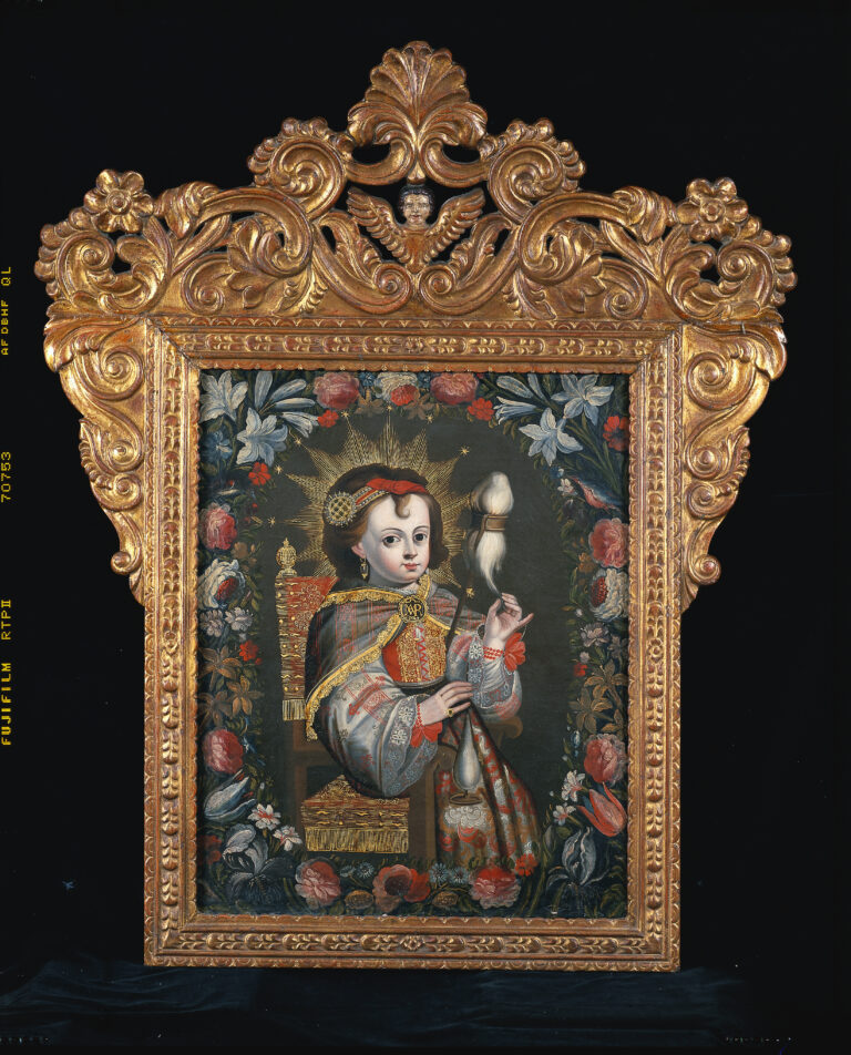 Unknown artist, The Child Mary Spinning, 18th century; Oil on canvas with period frame, 31 1/8 x 24 7/8 in.; Carl and Marilynn Thoma Collection